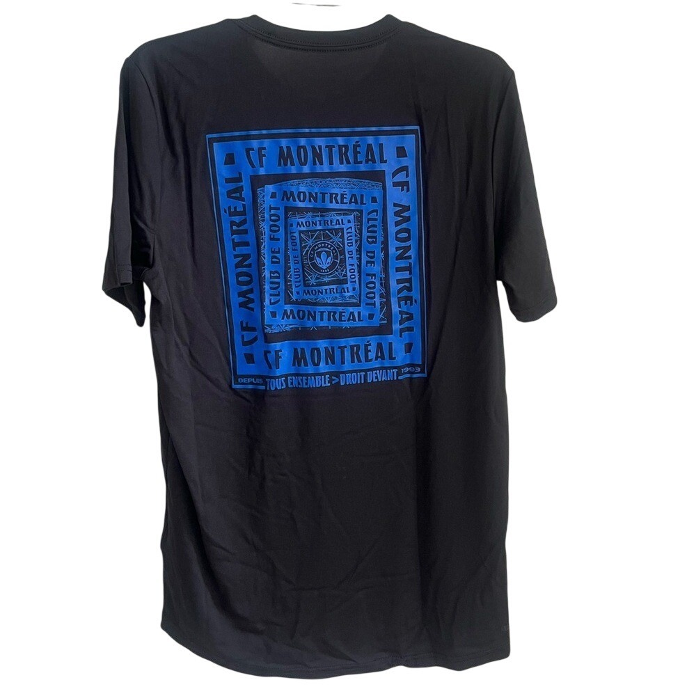 Adidas CF Montreal Short Sleeve T Shirt Mens Medium Black Blue Team Graphics NWT